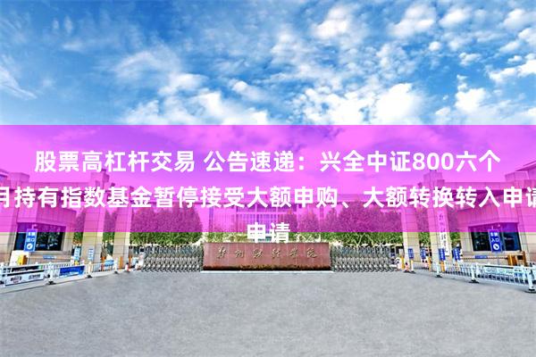股票高杠杆交易 公告速递：兴全中证800六个月持有指数基金暂停接受大额申购、大额转换转入申请