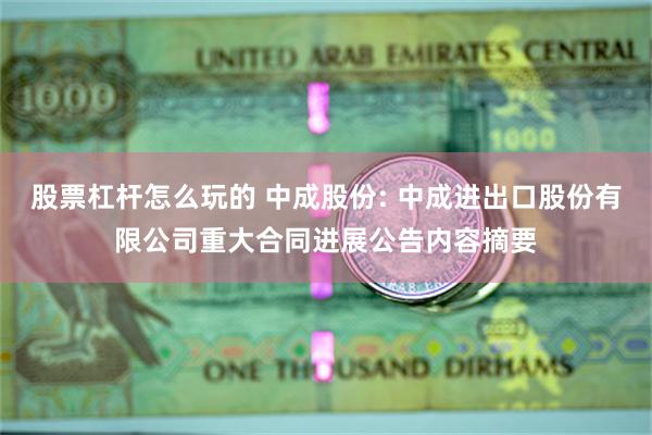 股票杠杆怎么玩的 中成股份: 中成进出口股份有限公司重大合同进展公告内容摘要