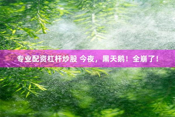 专业配资杠杆炒股 今夜，黑天鹅！全崩了！